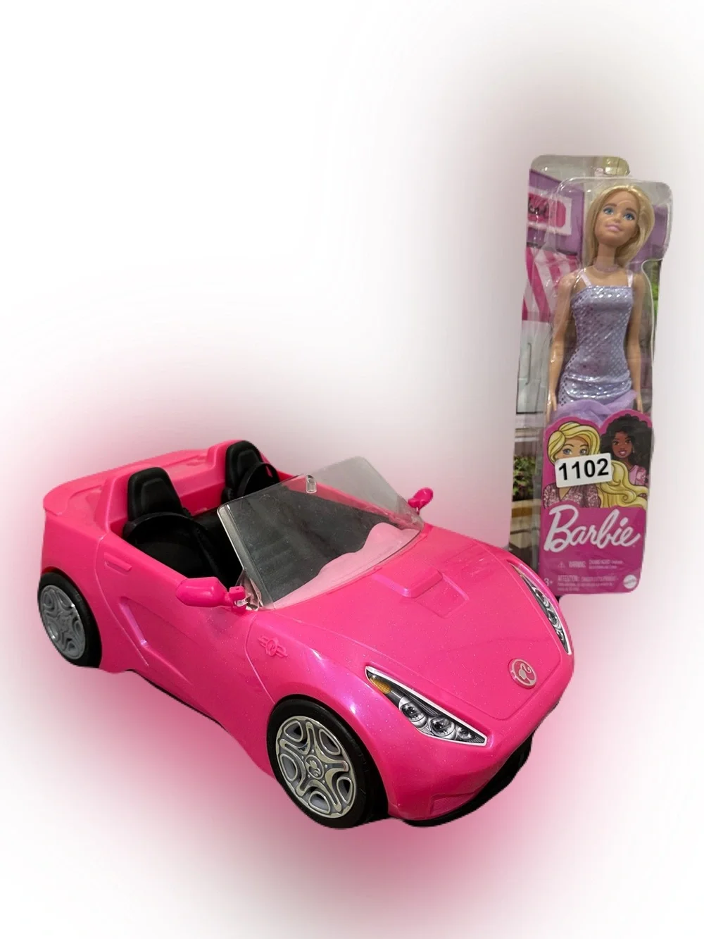 Mattel Barbie Pink and Black Glam Convertible Car 2016 & NIB Blonde Barbie Doll